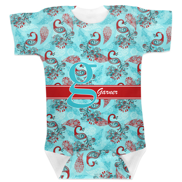 Custom Peacock Baby Bodysuit 0-3 w/ Name and Initial