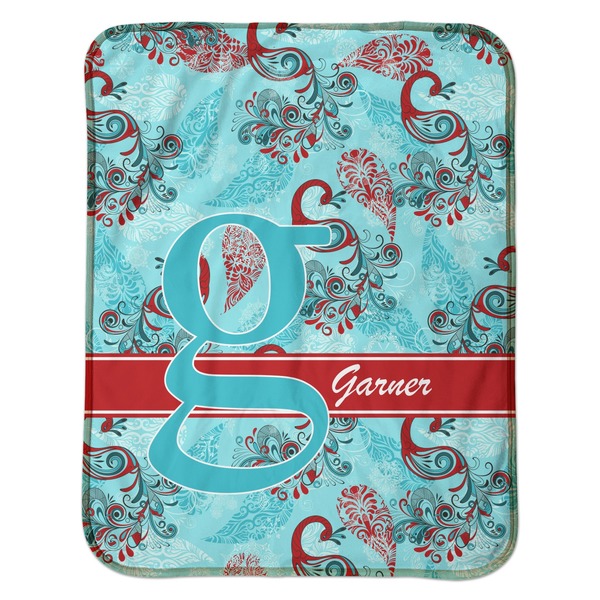 Peacock Baby Sherpa Blanket - Flat