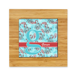 Peacock Bamboo Trivet with Ceramic Tile Insert (Personalized)