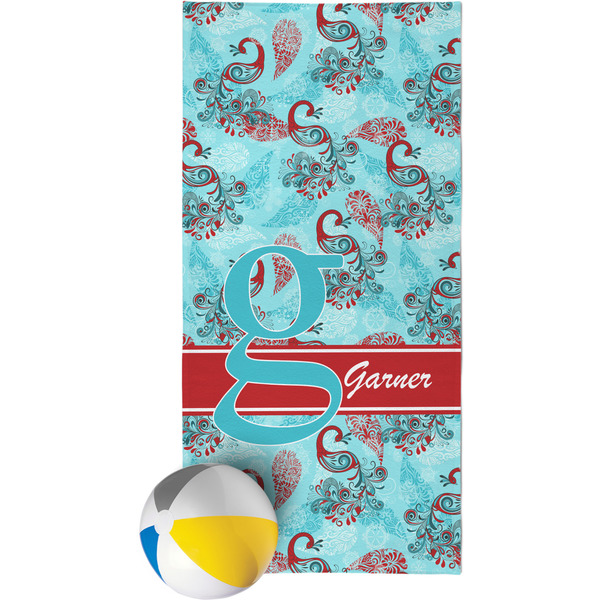 Custom Peacock Beach Towel (Personalized)