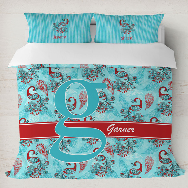 Custom Peacock Duvet Cover Set - King (Personalized)