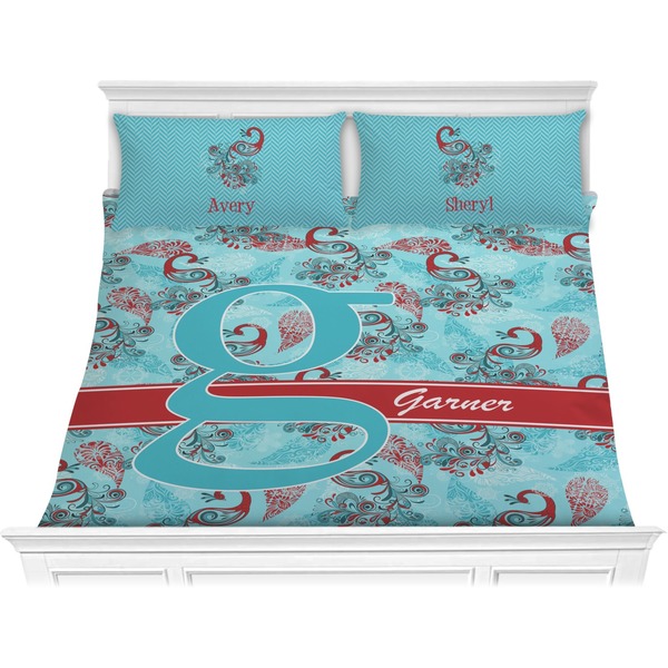 Custom Peacock Comforter Set - King (Personalized)