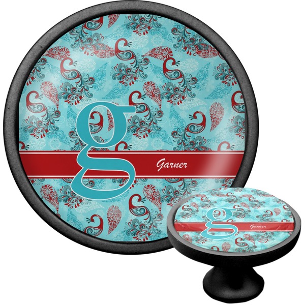 Custom Peacock Cabinet Knob (Black) (Personalized)