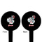 Peacock Black Plastic 4" Food Pick - Round - Double Sided - Front & Back