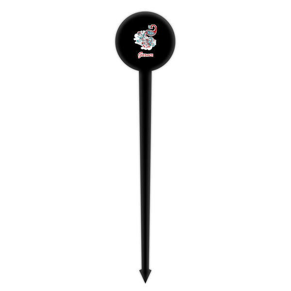 Peacock Black Plastic 4" Food Pick - Round - Single Pick
