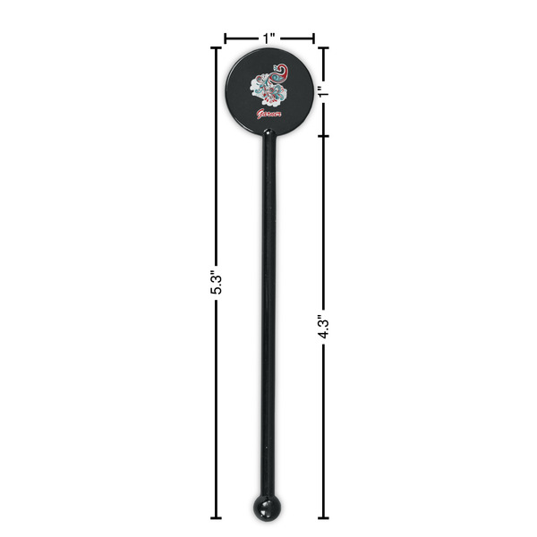 Peacock Black Plastic 5.5" Stir Stick - Round - Dimensions