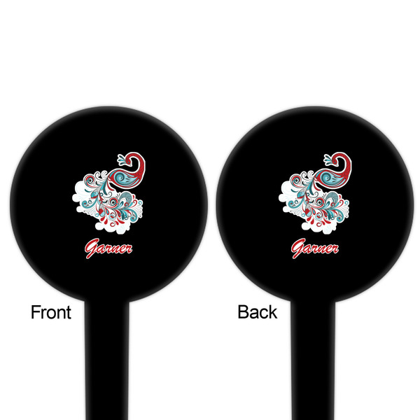 Peacock Black Plastic 6" Food Pick - Round - Double Sided - Front & Back