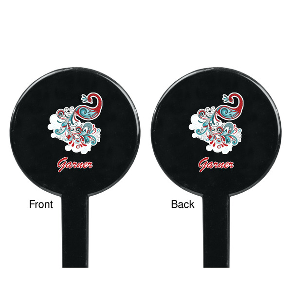Peacock Black Plastic 7" Stir Stick - Double Sided - Round - Front & Back