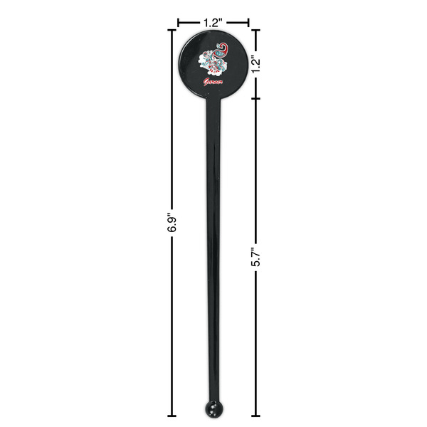 Peacock Black Plastic 7" Stir Stick - Round - Dimensions