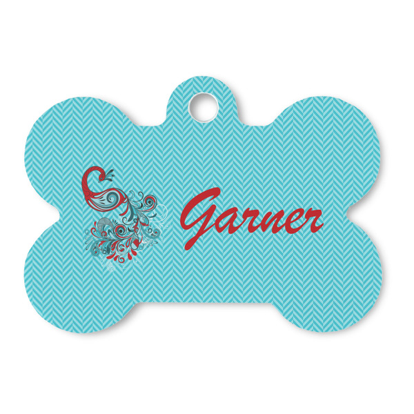 Custom Peacock Bone Shaped Dog ID Tag (Personalized)