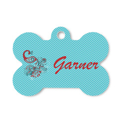 Peacock Bone Shaped Dog ID Tag - Small (Personalized)