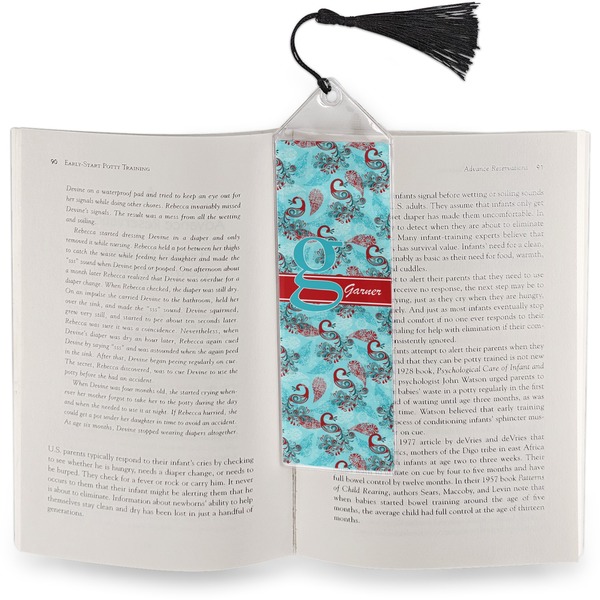 Peacock Bookmark with tassel - In book