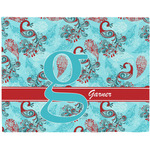 Peacock Woven Fabric Placemat - Twill w/ Name and Initial