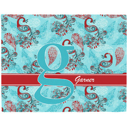 Peacock Woven Fabric Placemat - Twill w/ Name and Initial