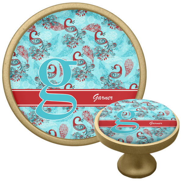 Custom Peacock Cabinet Knob - Gold (Personalized)