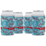 Peacock Can Cooler (12 oz) - Set of 4 w/ Name and Initial