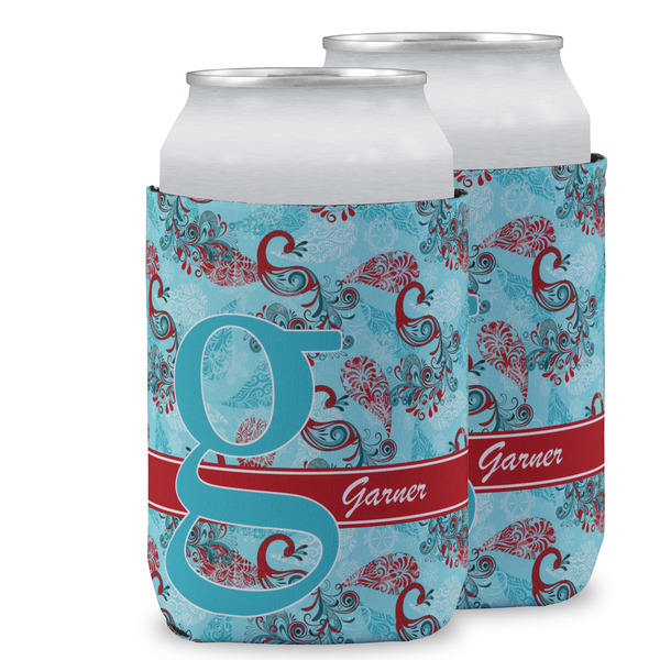Custom Peacock Can Cooler (12 oz) w/ Name and Initial