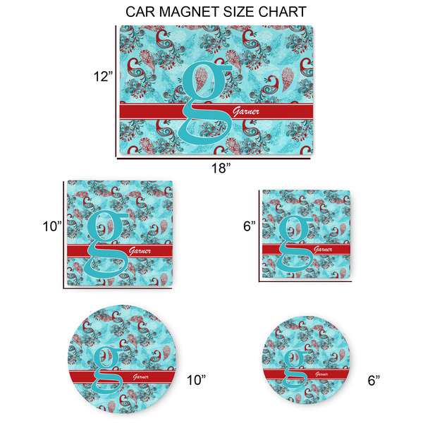 Peacock Car Magnets - SIZE CHART