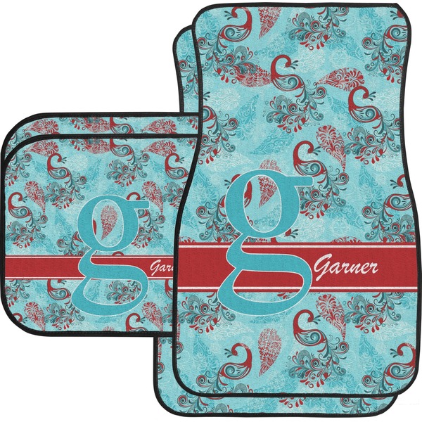 Custom Peacock Car Floor Mats Set - 2 Front & 2 Back (Personalized)