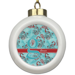 Peacock Ceramic Ball Ornament (Personalized)