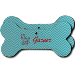 Peacock Ceramic Dog Ornament - Front & Back w/ Name and Initial