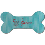 Peacock Ceramic Dog Ornament - Front w/ Name and Initial