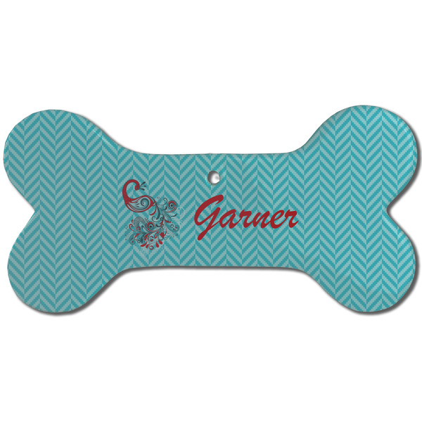 Peacock Ceramic Flat Ornament - Bone Front