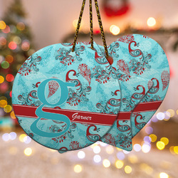 Peacock Ceramic Ornament w/ Name and Initial