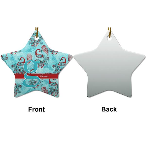 Peacock Ceramic Flat Ornament - Star Front & Back (APPROVAL)