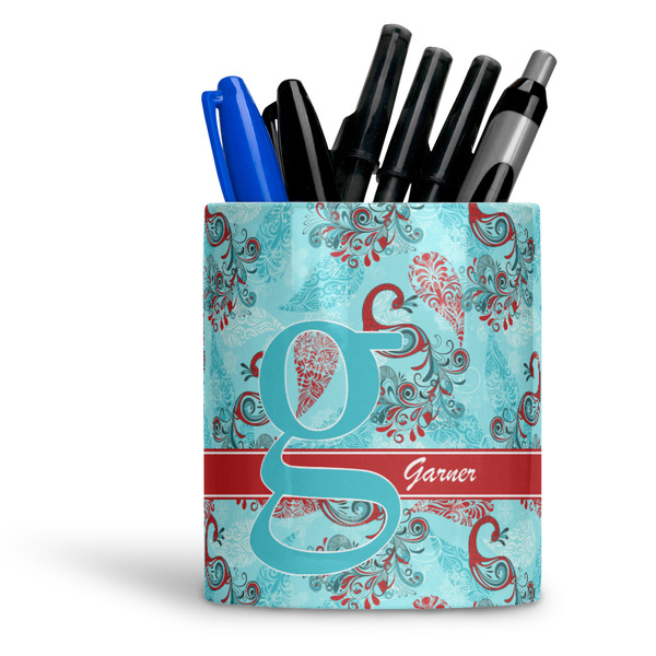 Custom Peacock Ceramic Pen Holder