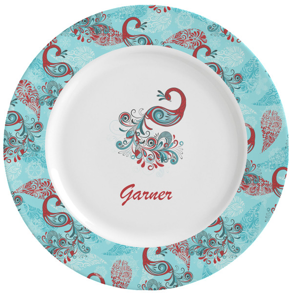 Custom Peacock Ceramic Dinner Plates (Set of 4) (Personalized)