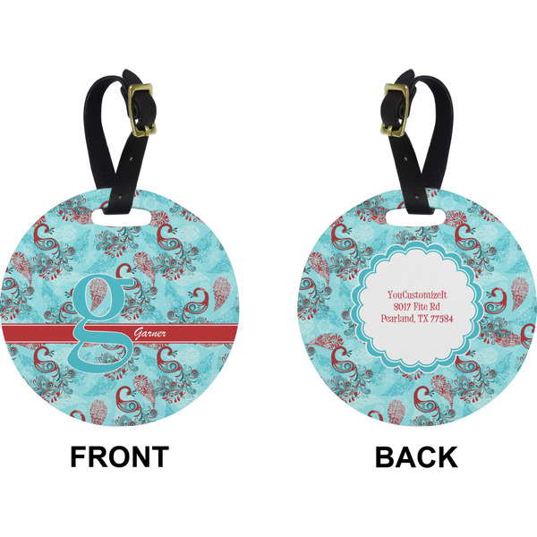 Peacock Circle Luggage Tag (Front + Back)