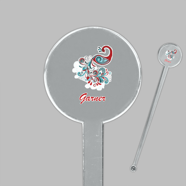Peacock Clear Plastic 7" Stir Stick - Round - Closeup
