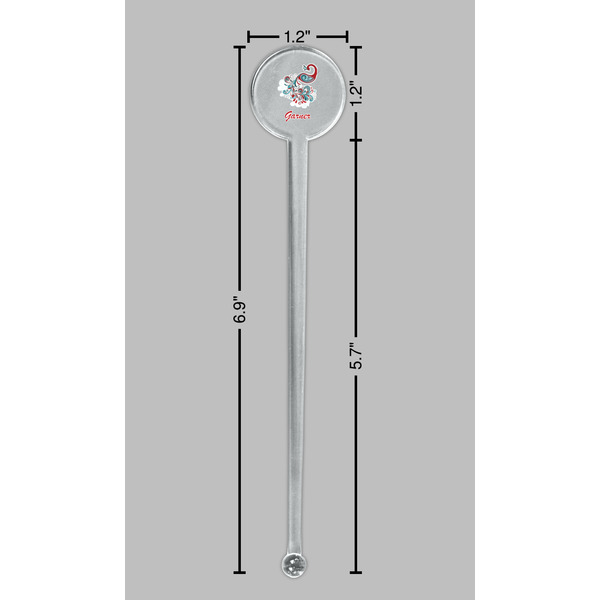 Peacock Clear Plastic 7" Stir Stick - Round - Dimensions