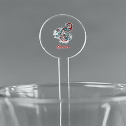 Peacock 5.5" Round Plastic Stir Sticks - Clear (Personalized)