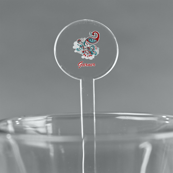 Custom Peacock 5.5" Round Plastic Stir Sticks - Clear (Personalized)
