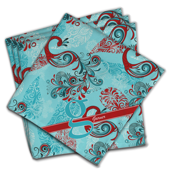 Custom Peacock Cloth Napkins (Set of 4) (Personalized)