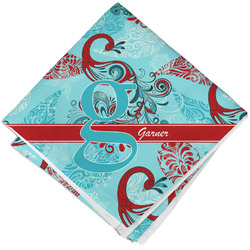 Peacock Cloth Cocktail Napkin - Single w/ Name and Initial