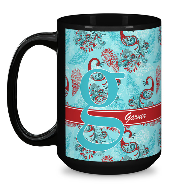 Peacock Coffee Mug - 15 oz - Black