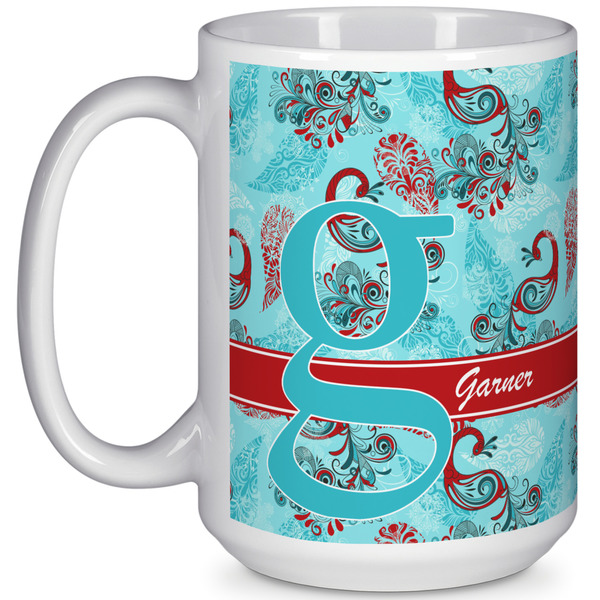 Custom Peacock 15 Oz Coffee Mug - White (Personalized)