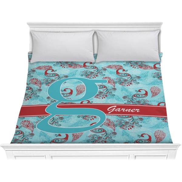 Custom Peacock Comforter - King (Personalized)