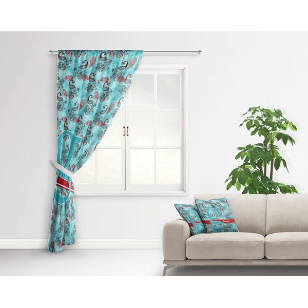 Peacock Curtain With Window and Rod - in Room Matching Pillow