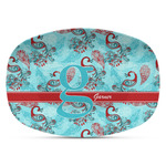 Peacock Plastic Platter - Microwave & Oven Safe Composite Polymer (Personalized)