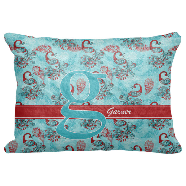 Custom Peacock Decorative Baby Pillowcase - 16"x12" w/ Name and Initial