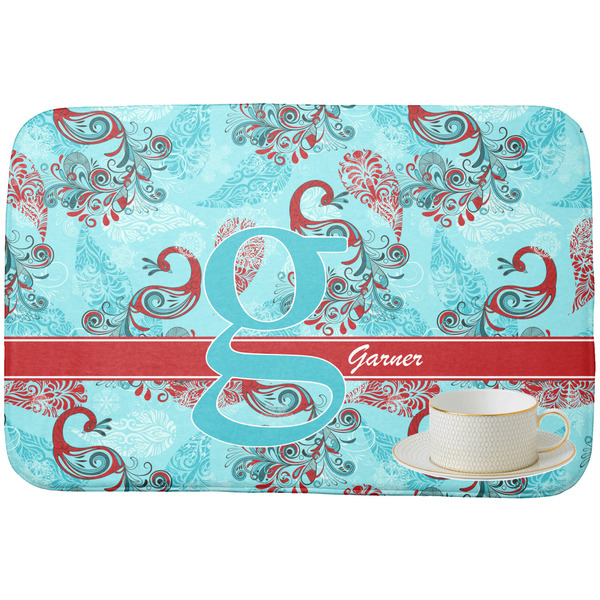 Peacock Dish Drying Mat - with cup