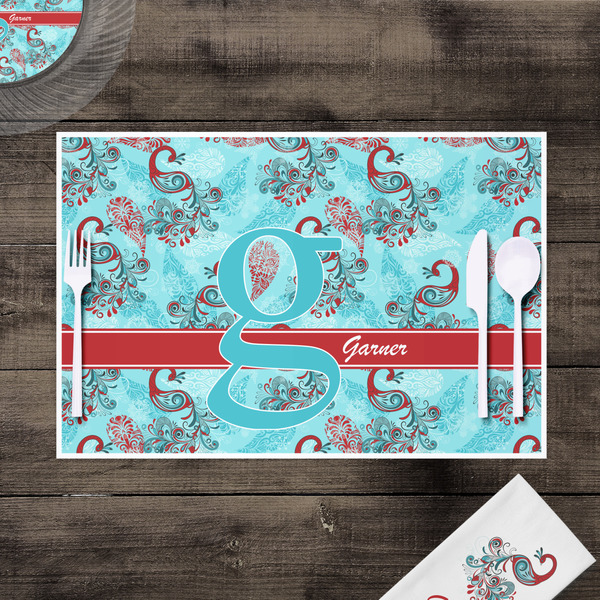 Peacock Disposable Paper Placemat - In Context