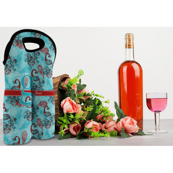 Peacock Double Wine Tote - LIFESTYLE (new)