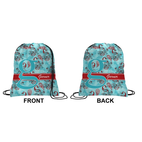 Peacock Drawstring Backpack Front & Back Small