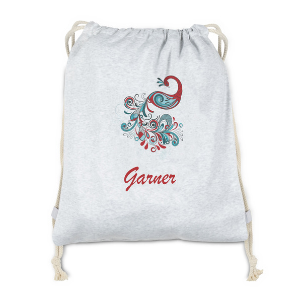 Custom Peacock Drawstring Backpack - Sweatshirt Fleece - Double Sided (Personalized)
