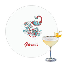 Peacock Printed Drink Topper - 3.25" (Personalized)
